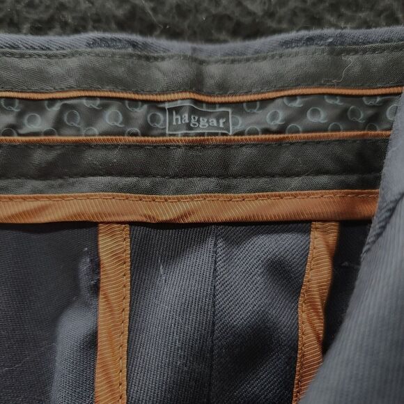 Haggar Mens Dress Pants Blue Size 38 Cotton Blend Button Zip Close Stretch - Picture 6 of 12